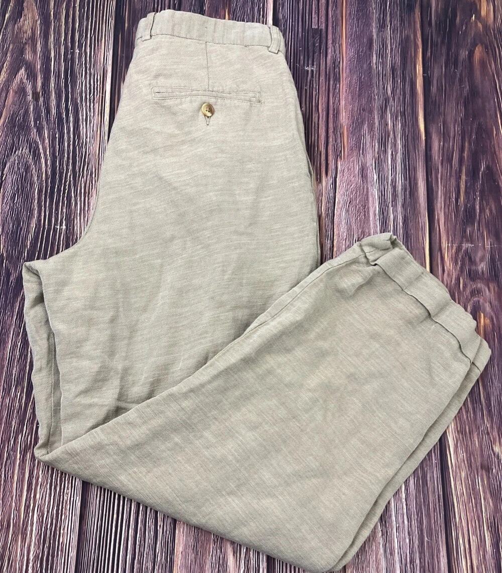 Perry Ellis Linen Blend Beige Chino Pants Mens Size 32x32 (Actual 31x30)